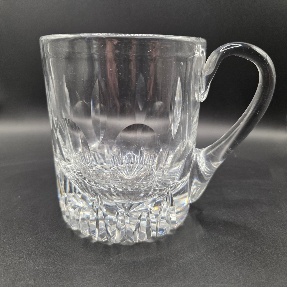 Vintage Heavy Cut Lead Crystal Glass Mug Beer Stein Thumbprint Starburst‎ 5in